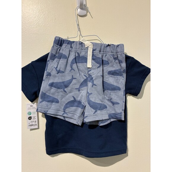 NWT Carter's Just One You Blue Whale Shirt & Shorts Outfit - 18M - Picture 2 of 3